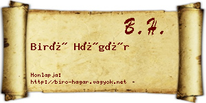 Biró Hágár névjegykártya